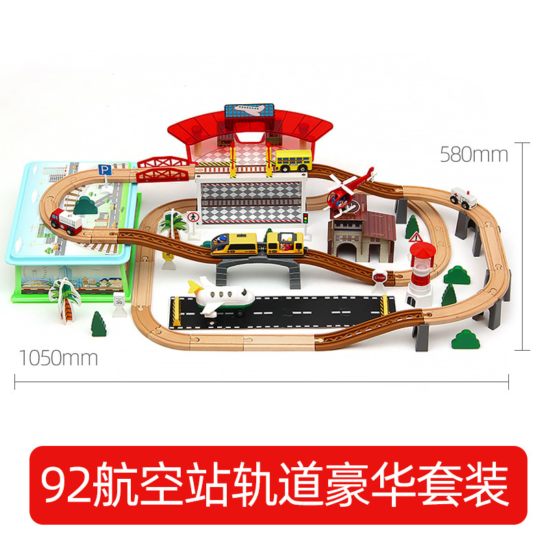 Mina de madera bloques construcción tren eléctrico modelo traje juguete para niños Parque atracciones montaje Mesa juego