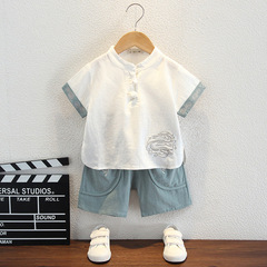 Summer Hanfu for Boys, Thin Version 2023 New Chinese Style Short Sleeve Ancient Costume for Boys, Chinese Tang Suit Performance Costume Set