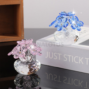 Crystal Pink Blue Forget-Me-Not Flower Ornaments Home Ornaments Office Desktop Decorations