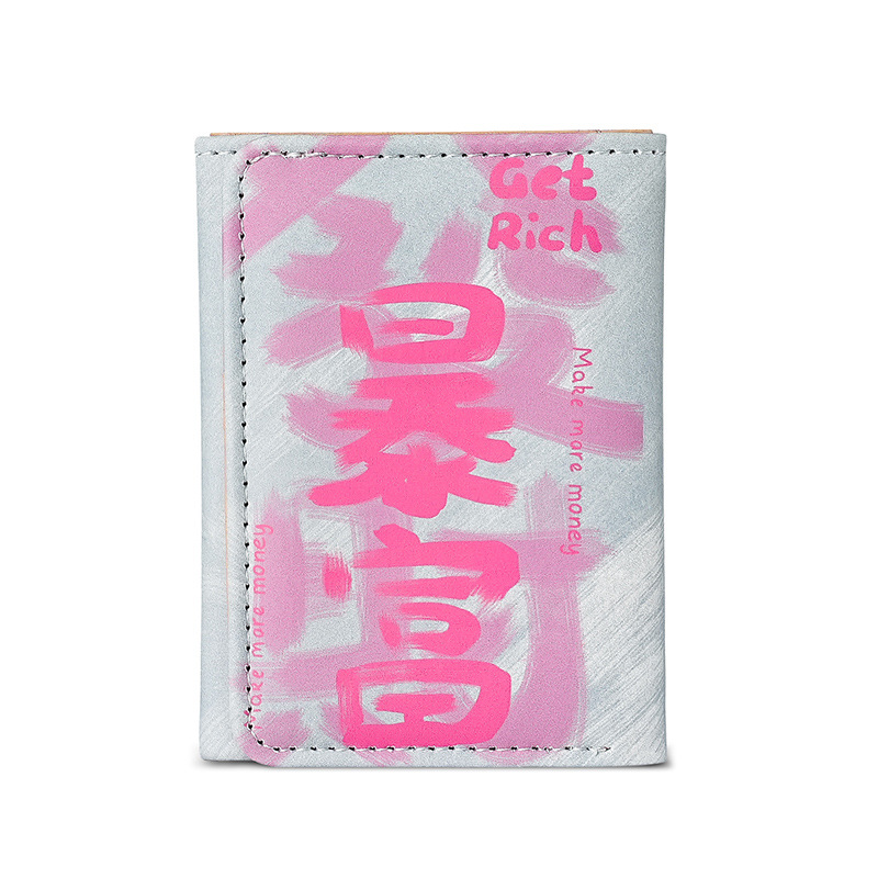 Bolsa de tarjetas de fortuna de Xiaoxian anti-damagnetismo tarjeta de conducir cubierta de tarjeta bancaria nueva bolsa de tarjetas de tres plegables patrón de impresión en stock