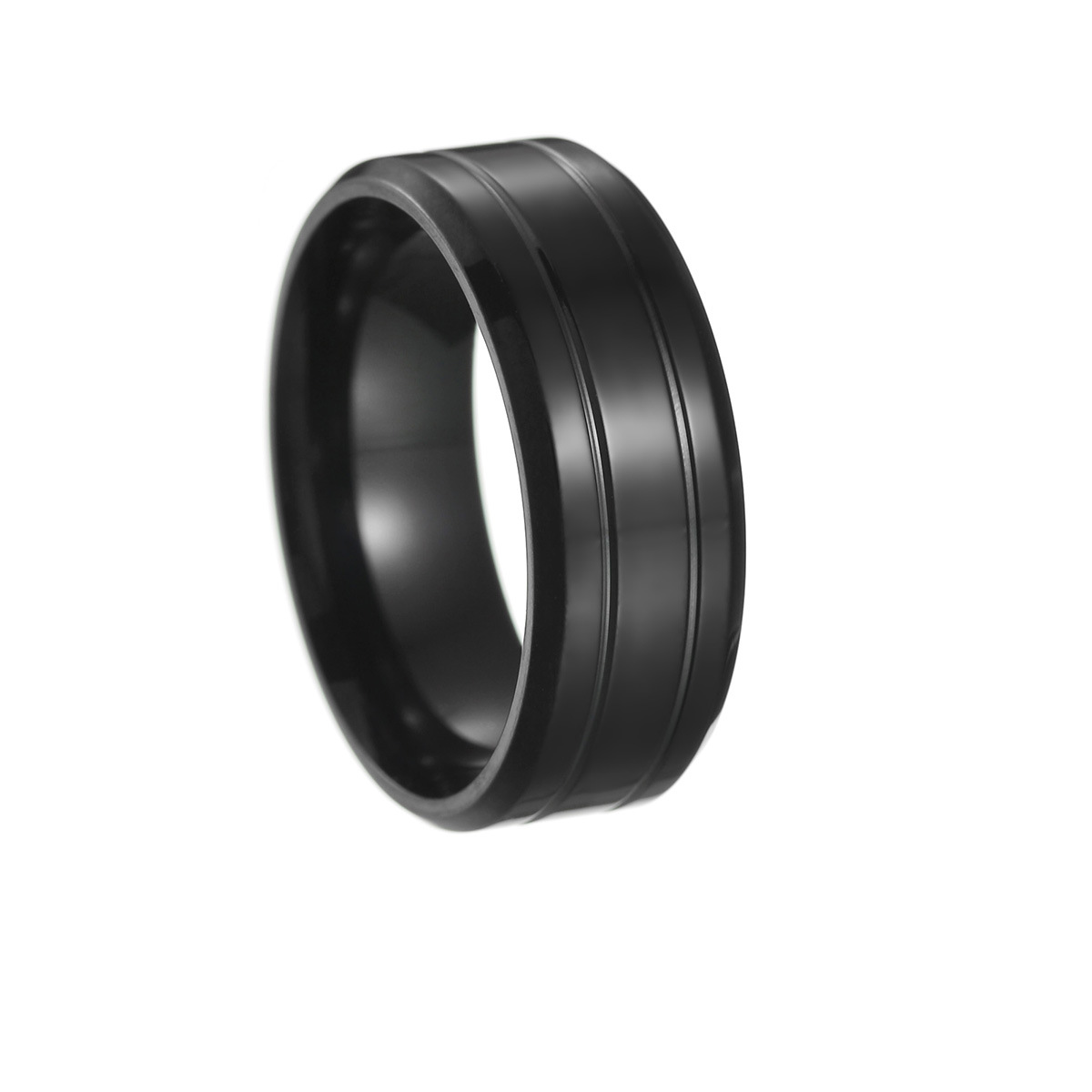 Geometric Pattern Men'S Gender Basic Simple Style Geometric 201 Stainless Steel Plating Black Plated Men'S Rings