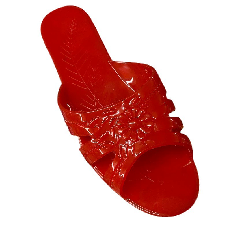 Classic festive red soft quick dry slippers, flowered