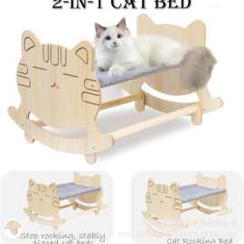 跨境猫床宠物床实木木质猫咪摇床多猫家庭猫窝宠物摇床摇摇椅