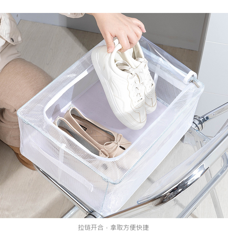 Folding Steel Frame Shoe Box Storage Transparent Dustproof Shoe Cabinet Home Storage Dormitory Shoe Storage Box Installation-Free Batch