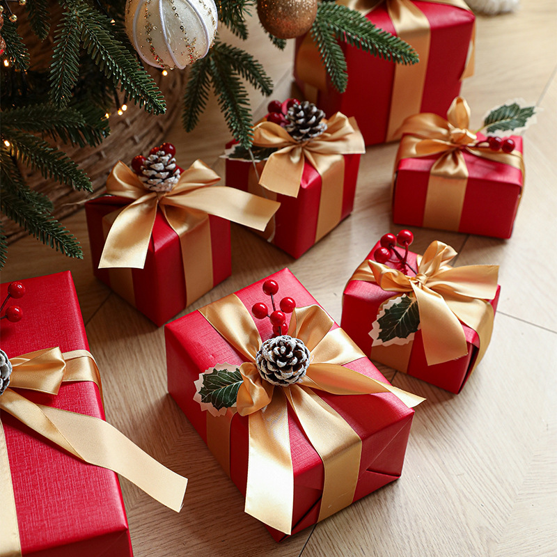 Nueva caja de regalo multicolor traje de Año Nuevo Nochebuena regalo de Navidad hecho a mano árbol de Navidad decoración inferior regalo