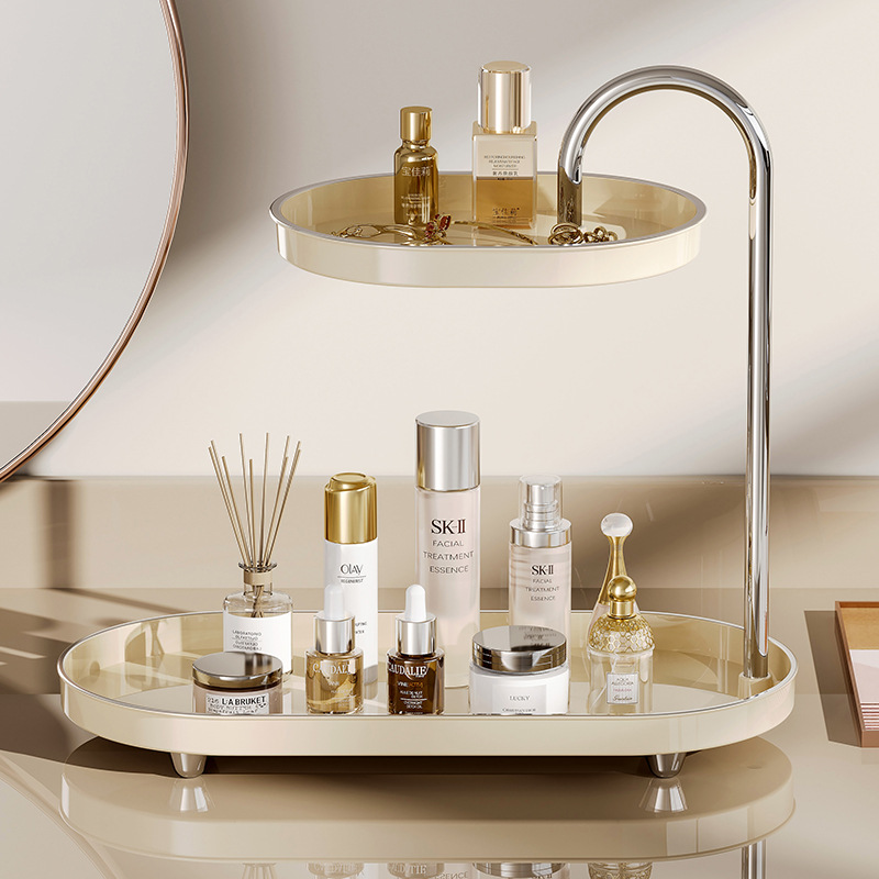 Double-layer Storage Rack Desktop Bathroom Toilet Cosmetic Ornaments Storage Box Hotel Tray Tea Cup Shelf