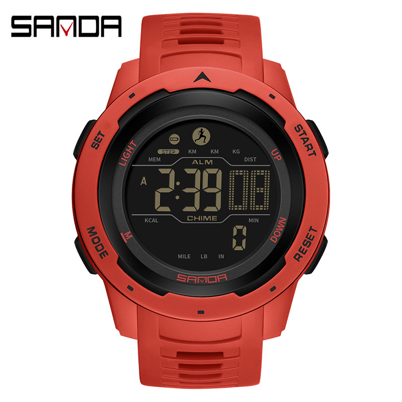 Sanda SANSDA calorías podómetro reloj despertador impermeable multifunción montañismo a prueba de golpes hombres y mujeres reloj 2145