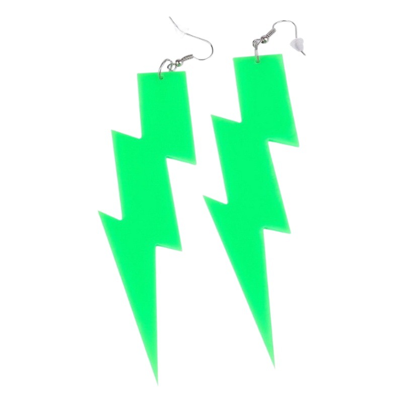 Gran multicolor fluorescente relámpago pendientes europeos y americanos de acrílico geométrico largo pendientes elegantes de las mujeres accesorios de joyería