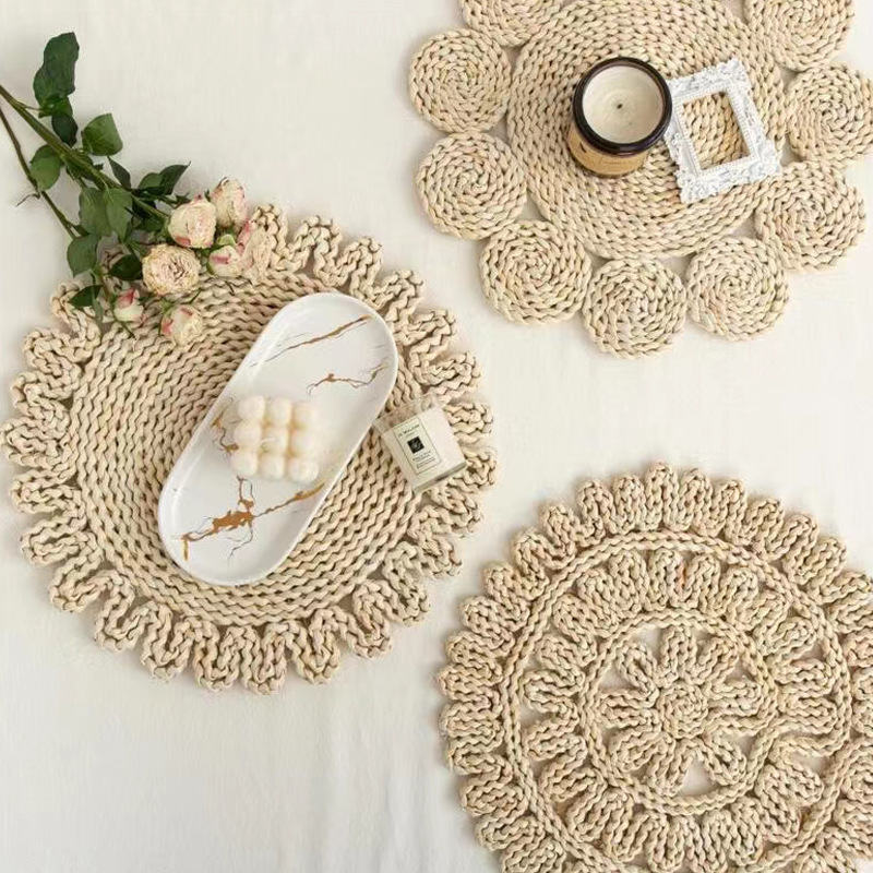Amazon placemat posavasos tejido placemat paja placemat aislamiento placemat ronda placemat cuero de maíz placemat