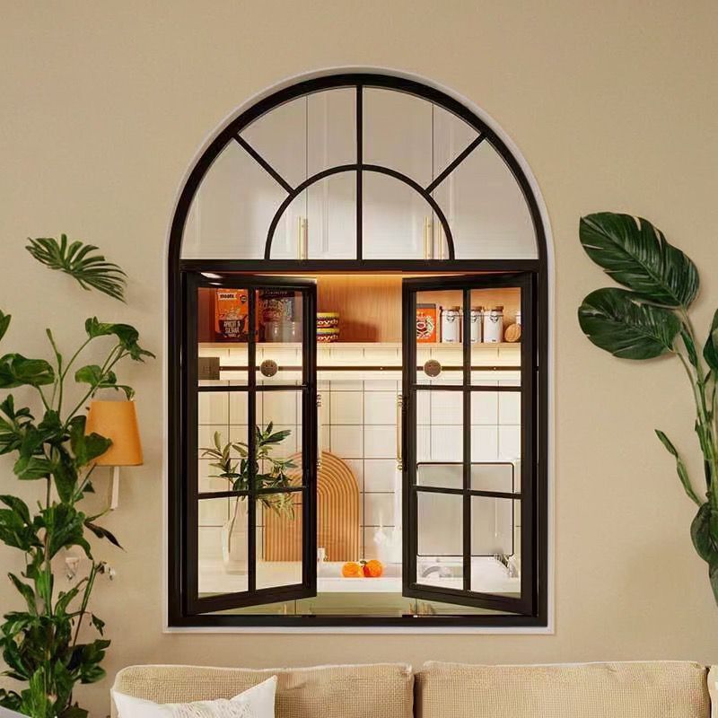 French-Style Window Retro Casement Window Indoor Internet-Famous Wrought Iron Loft Floor-To-Ceiling Window Arched Moon Art Sliding Vintage