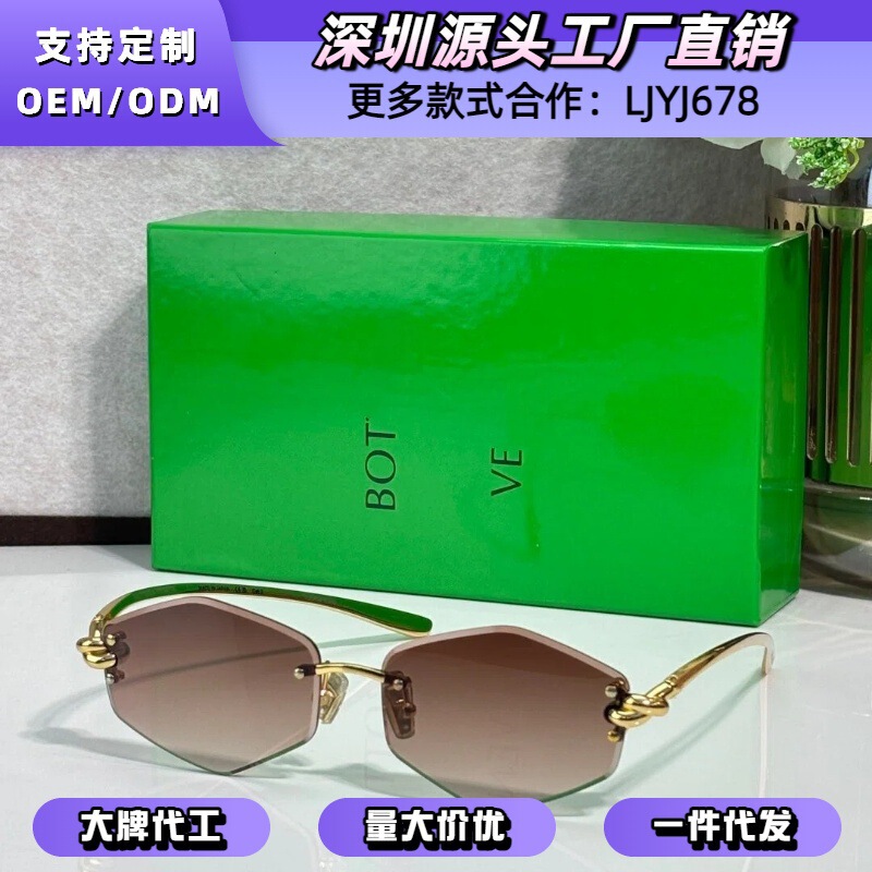 Bv Polygonal Korean Style New Retro Simple Sunglasses Ins European and American Fashion Plain Sunglasses Bv1435S