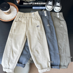 2025 新しい秋の子供服男の子と子供の綿ストレッチカジュアルパンツメンズストレートパンツ卸売ドロップシッピング