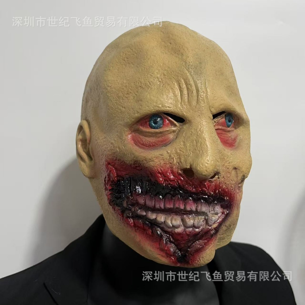 Halloween horror sin boca alienígena transfronteriza venta caliente nuevo zombie cosplay cámara secreta de látex cubierta de cabeza