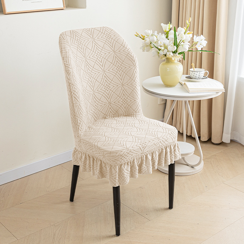 Cubierta de silla elástica curvada de forma especial cubierta de silla engrosada polar gran falda curvada respaldo integrado cuatro estaciones