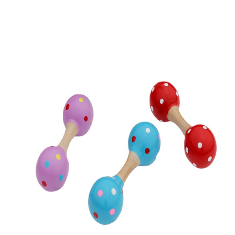 Artesanía de madera de doble cabeza de tamaño pequeño Orff Bola de arena puerta fría instrumento musical juguetes para niños educación temprana Música martillo de arena al por mayor