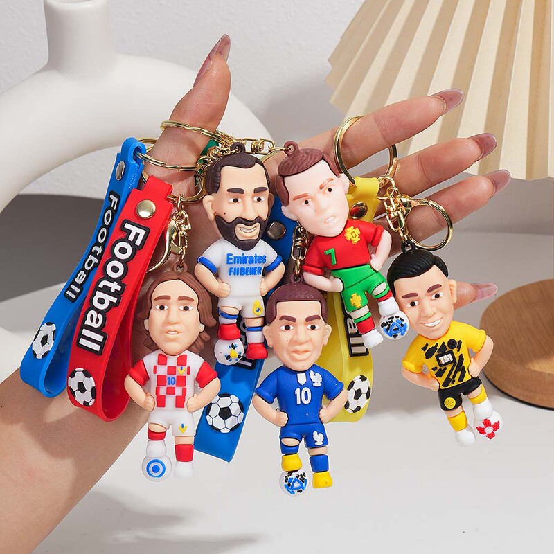Cross-Border Cartoon Football Star Figurine Keychain Fan Mascot Gift Pendant Car Decoration Bag Charm