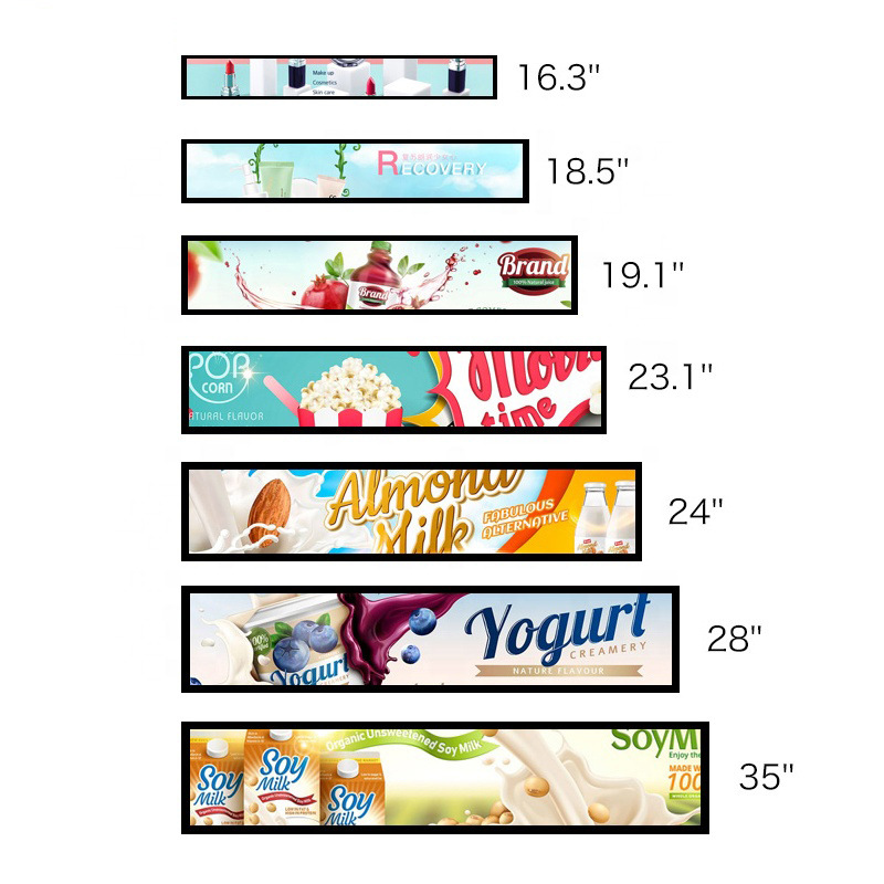 12.1-98 pantalla de barra de pulgada centro comercial de transporte público estante electrónico pantalla de barra larga máquina de publicidad LCD pantalla de barra todo en uno