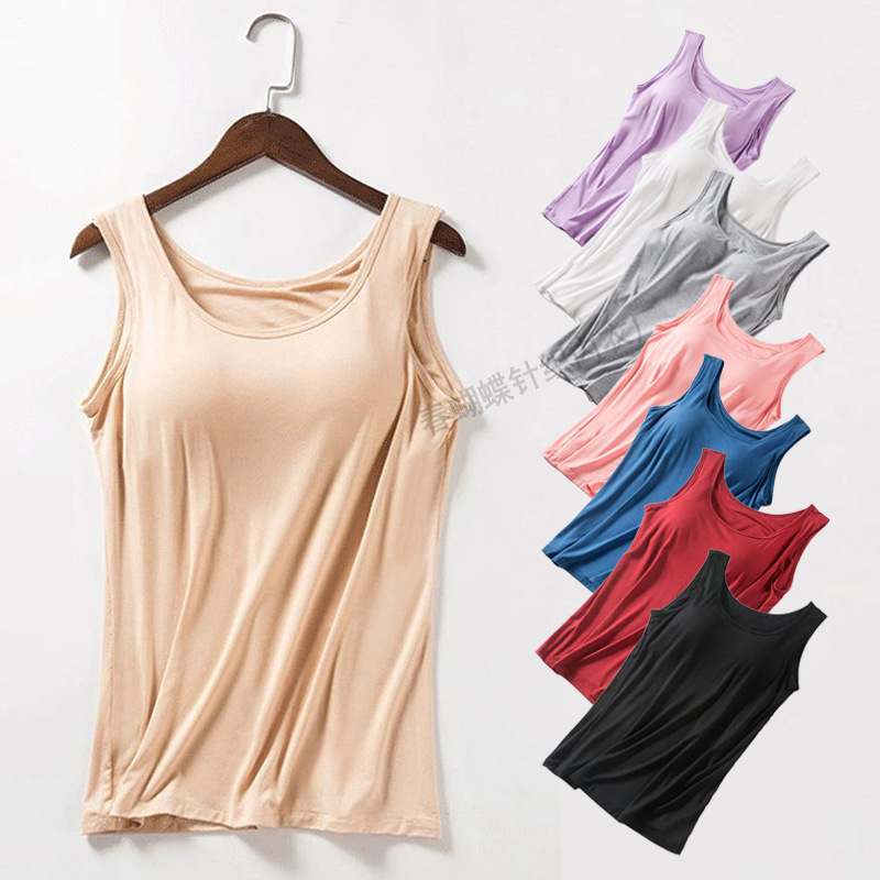 Cross-Border Manufacturer's Wireless Camisole for Women with Chest Pads, Modal Sexy Backless Sleeveless Top for Outerwear Cross-Border Manufacturer's Wireless Camisole for Women with Chest Pads, Modal Sexy Backless Sleeveless Top for Outerwear