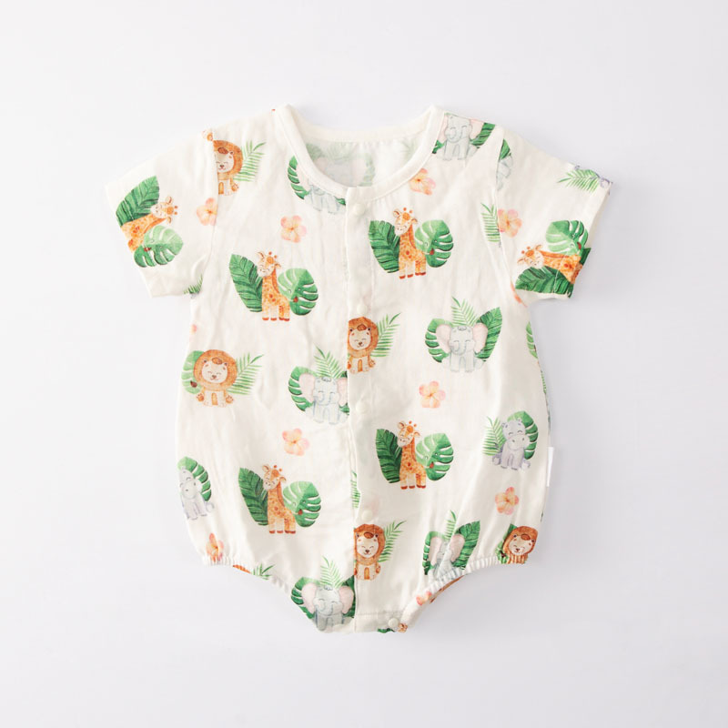 Muselina recién nacido vaina ropa recién nacido primavera y verano bambú algodón doble capa hilo bebé mameluco mono mameluco ropa