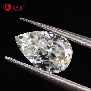 厂家高品质手切冰花切带黄G白色微微黄水滴型梨形7A人造宝石锆石