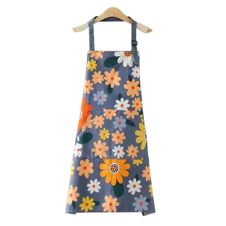 Nueva Flor de cocina Halter delantal ajustable para mujeres verano delgada cintura transpirable impermeable a prueba de aceite al por mayor