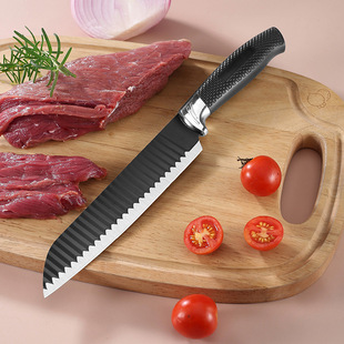[Factory Customization] Wave Pattern Kitchen Knife Stainless Steel Chef Knife for Slicing Meat and Fruit Household