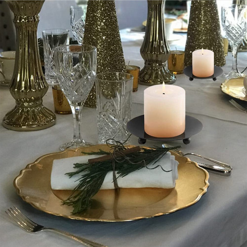 American black iron plate candle holder, diffuser candle base tray, round candle holder, wedding decoration