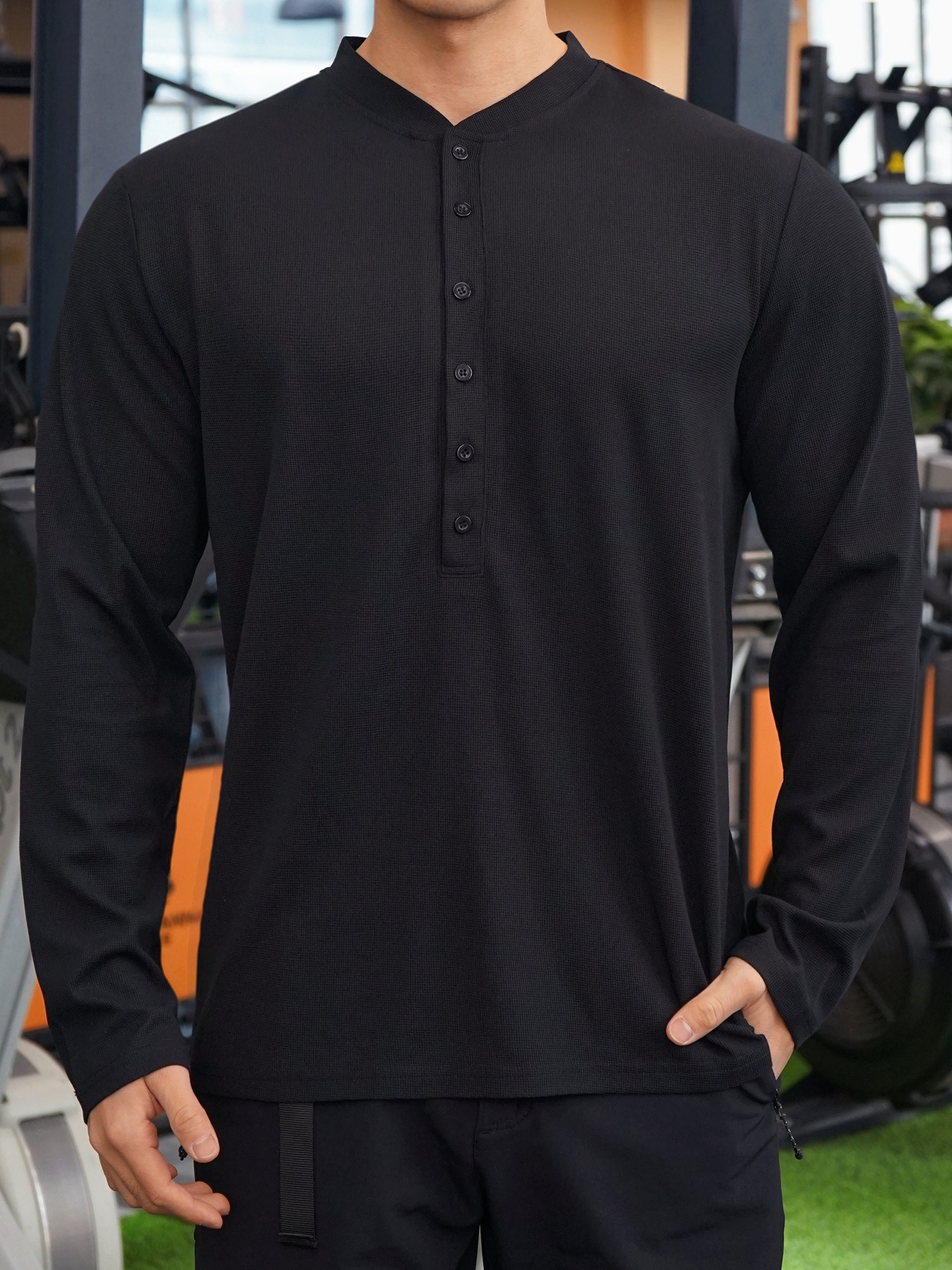 350g Weight Long Sleeve Sleeve Length 100%, Chemical fiber blending, Polyester Fabric Type Regular Top Length Casual Occasion V Neck Neckline Regular Fit Fit Type Solid Color Pattern Autumn Season Men's Gender Simple Style Style European Size Hot Sale Men's Autumn Sports Fitness Casual Stand Collar Stretch Vertical Stripe Long Sleeve V-neck Polo 12