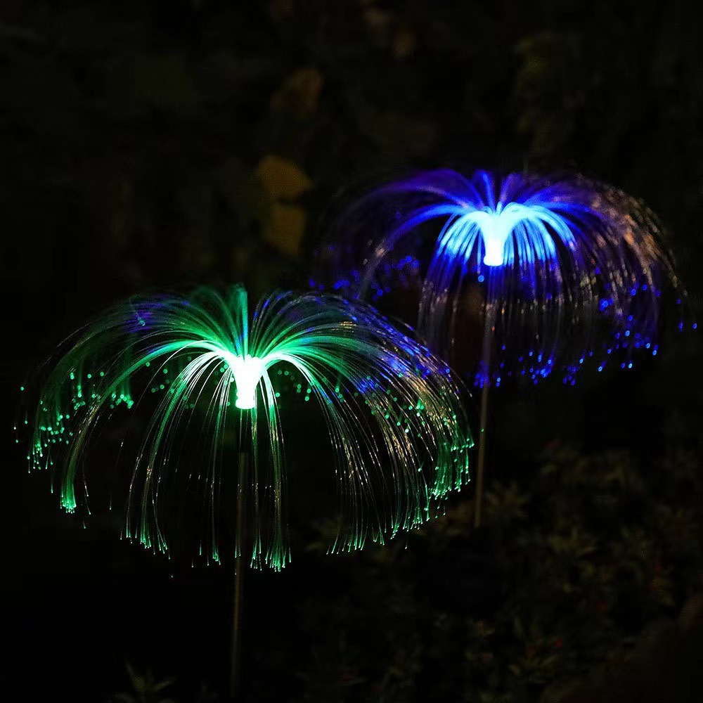 Solar al aire libre medusa lámpara impermeable colorido fibra óptica lámpara de caña lámpara patio balcón jardín suelo césped