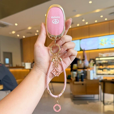 Car key bag — Toyota Platinum 3X Key Cover - type-a-dream-pink-braided-rope-hanging-chain
