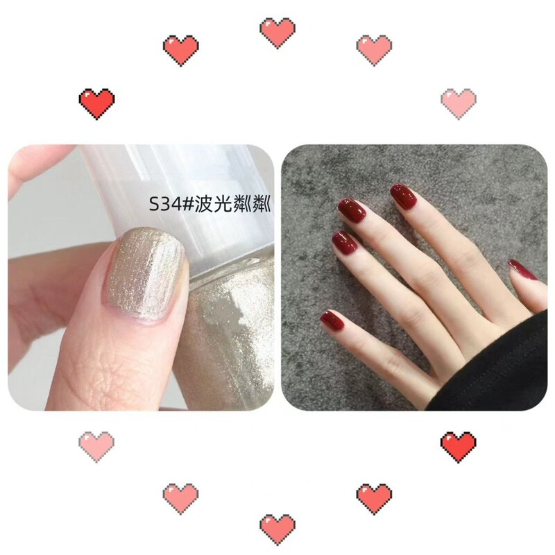 可撕拉无异味裸色指甲油免烤可剥水性快干细闪冰透显白学生美甲|undefined