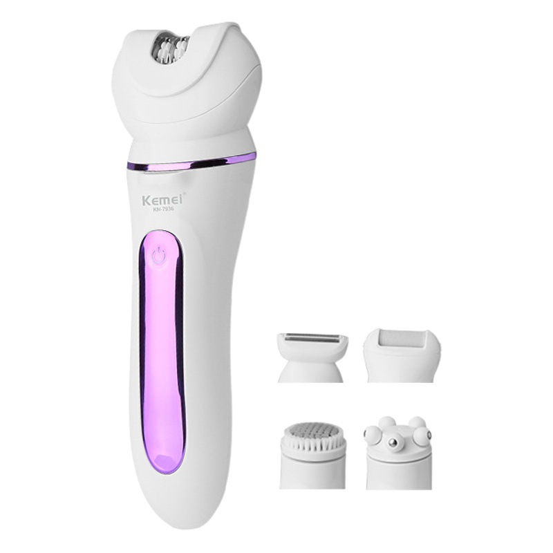 Dispositivo eléctrico de depilación Kemei KM-7936, dispositivo de depilación multifuncional, dispositivo de depilación y masaje con microdermoabrasión lavable para todo el cuerpo