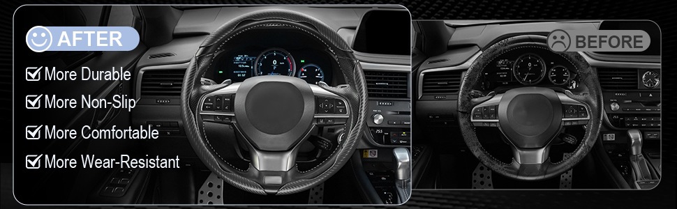 New Style Steering Wheel Clip-On Racing-Grade Carbon Fiber Butterfly Design Three-Piece Steering Wheel Cover with Anti-Slip and Wear-Resistant Design