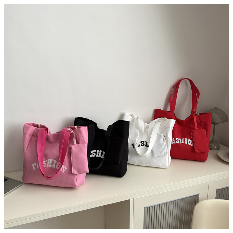 95g Weight Polyester Lining Material Magnetic Buckle Closure Type Double Shoulder Straps Strap Type Canvas Bag Bags Type Daily Occasion Oxford Cloth Material Women's Backpack Backpack Letter Pattern All Seasons Season Women's Gender Basic Style Square Shape Women's Basic Letter Oxford Cloth Shopping Bags 5