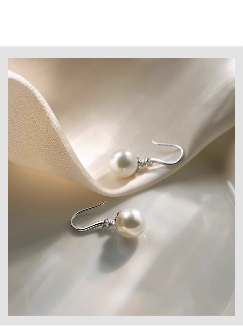 S999 Silber-Perlenohrringe, Retro-Design, Sommerkollektion