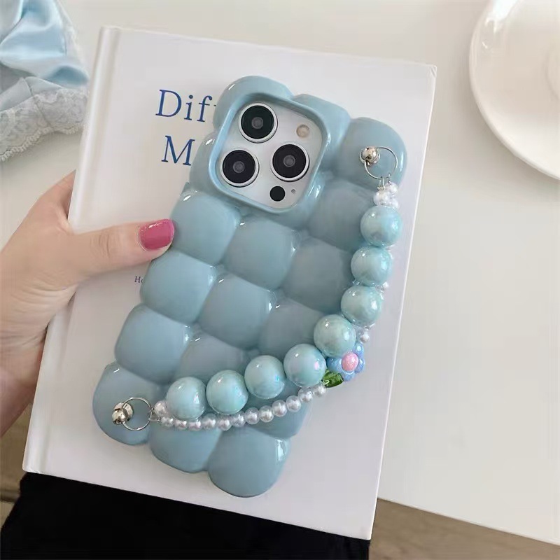 Waiffin de huevo a cuadros de color sólido retro para iPhone16 Apple 15ProMax funda para teléfono móvil 14/13 pulsera 16P