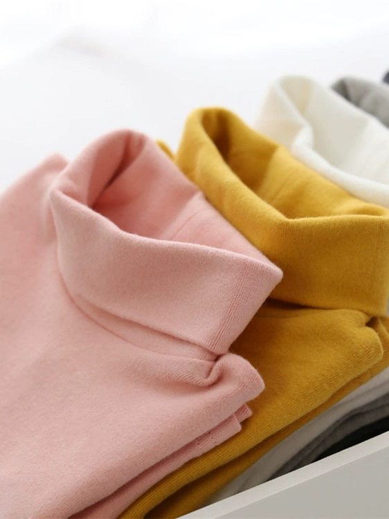 Children's Demi-Season T‑Shirt, Body‑Friendly Cotton, Long Sleeve, High Collar, Korean Style