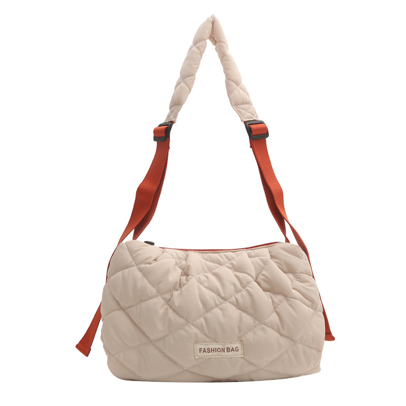 Bolso de algodón Lingge de invierno nuevo bolso de mensajero de hombro de mujer de hilo de bordar casual simple de moda bolso de alta capacidad