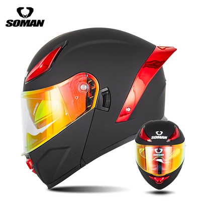 Women, All-Season Motorcycle Riding Helmets, Motosiklet kaskı (dəbilqə) - matt-black-electroplated-red-dress-up-transparent-revo-red-s