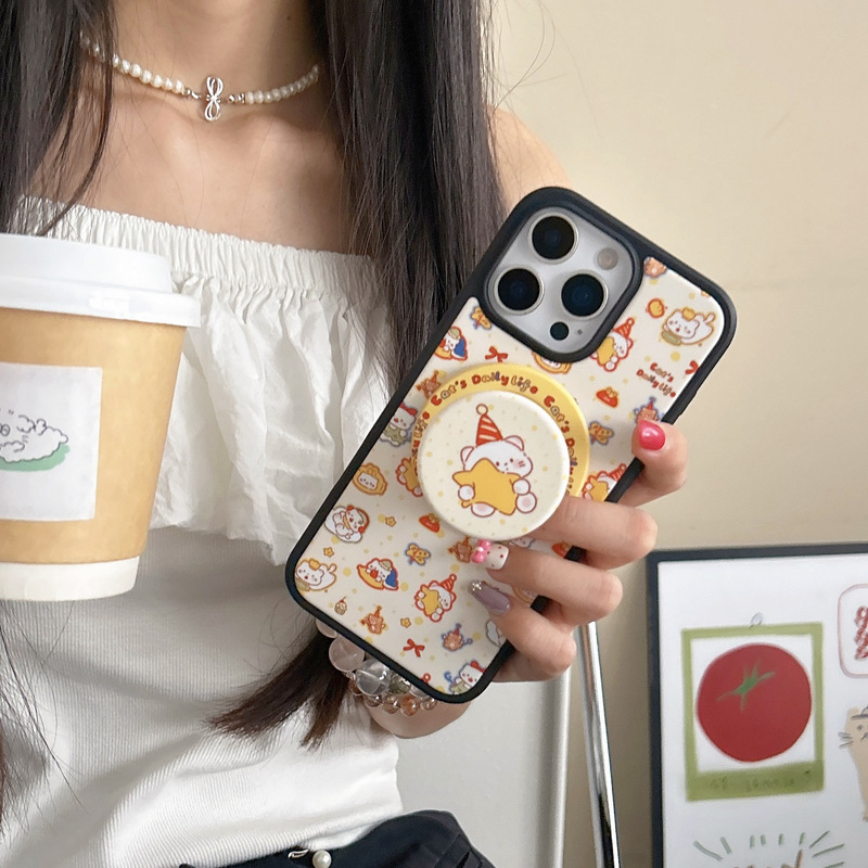 卡通星星猫咪适用iPhone17pro max苹果16手机壳15/14磁吸支架菲林|undefined