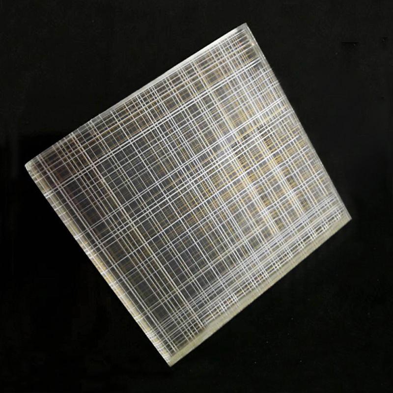 钢化夹丝玻璃 炫彩夹丝夹绢玻璃 夹山水画安全玻璃定做