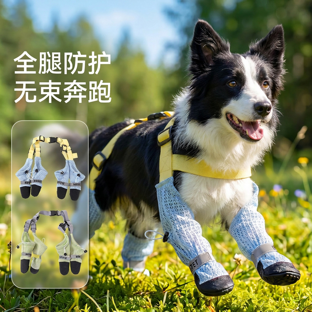 Primavera y verano, zapatos para perros de cuatro patas anti-sucio, cubierta de piernas alargadas, zapatos de cinturón de mascotas que zapatos de peluche de oso