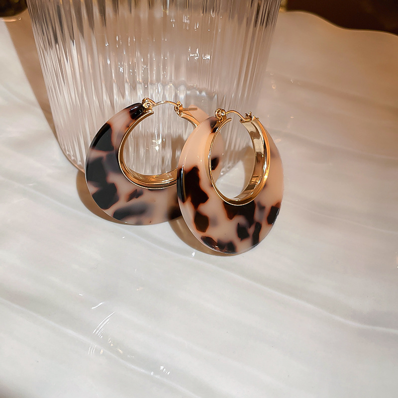 真金电镀银针豹纹星星圆圈耳环欧美潮流设计感耳坠气质氛围感耳饰详情28