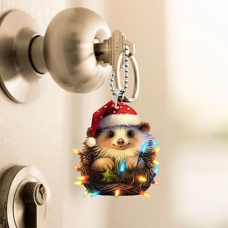 Navidad nuevo adorable erizo colgante de vacaciones plano transfronterizo automóvil espejo retrovisor interior decoración colgante