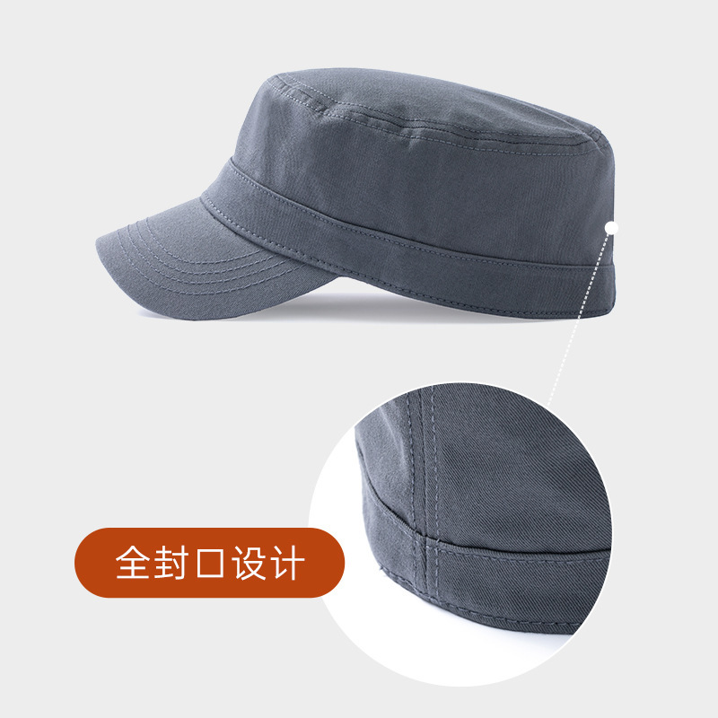 Men's Versatile Casual Short-Brim Flat-Top Cap with Back Closure, New Trendy Double-Layer Deepened Duckbill Cap for Middle-Aged and Elderly, Suitable for Spring and Autumn