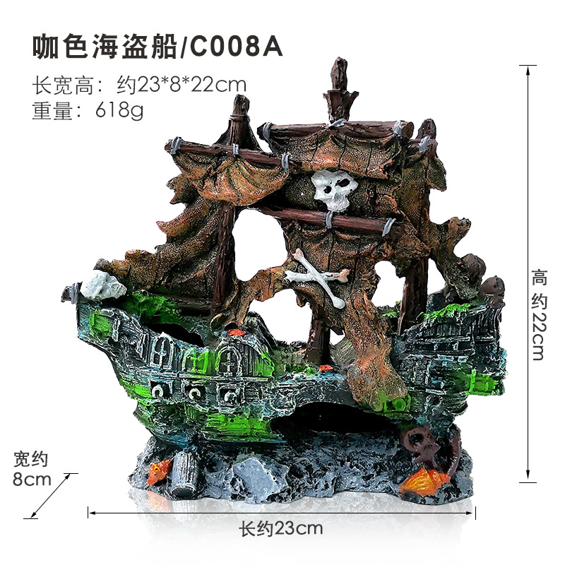 Escenografía de acuario, decoración de naufragios, barcos rotos, restos de buques de guerra, portaaviones, artesanías de resina, veleros