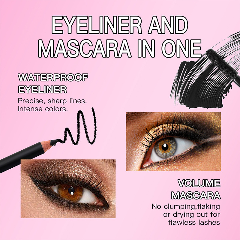 USHAS rímel spot transfronterizo europeo y americano + delineador de ojos conjunto impermeable no es fácil de atemorizarse grueso SAC074