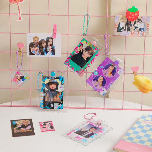 Korean version of idol star transparent 3-inch Guka card holder for girls and students photo storage small card bag backpack pendant