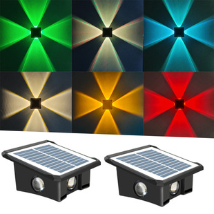 Cross-border up and down left and right luminous wall lamp outdoor lamp waterproof wall washing lamp home wall decoration solar garden lamp