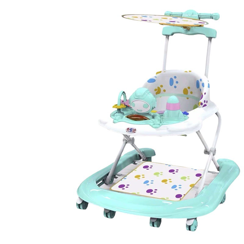 Детская ходунка многофункциональная анти-опрокидывание высота регулировка нескользящей складной ремень музыкальная игрушка Раннее обучение ходунка